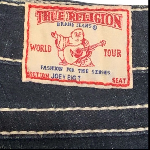 True Religion Women’s Joey Big T Twisted Flare Dark Denim Jeans - Size 25 NWOT - Picture 4 of 12